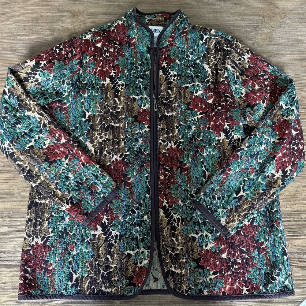 BFA Classics Multicolor Patterned Tapestry Zip-Up Jacket